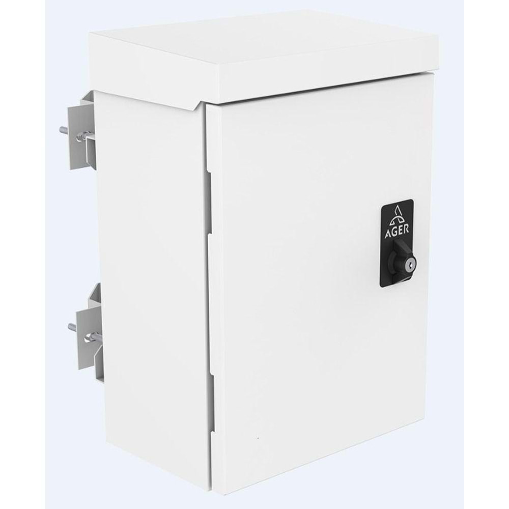 AGER (W:300 H:400 D:200) MM MOBESE+1LI FAN MONTAJINA UYUMLU+ON KAPAK TEK NOKTADAN KELEBEK KILITLI+ALT KISIMDA 2 ADET PG29 RAKOR +ARKA MONTAJ PANELI+150LIK KELEPCE+150LIK OTOMAT RAYI (B2-OUTDOOR 7035)