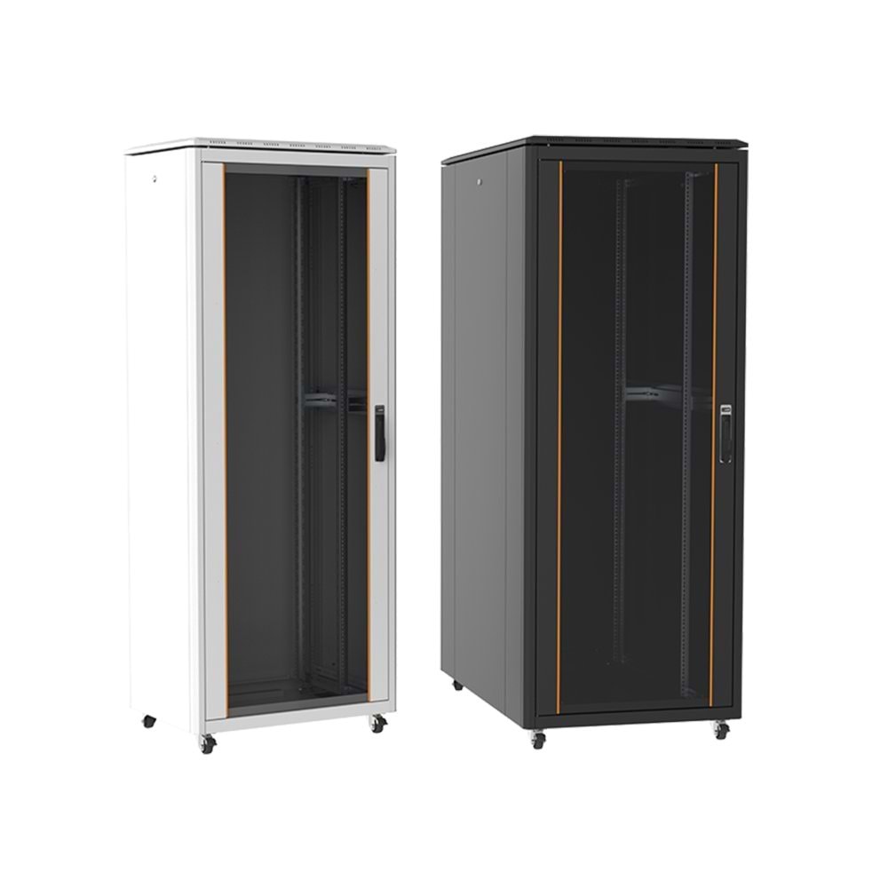 AGER 42U 600X800 AG-VB42U6080S1-BAAA-A-M1-426080 AGER MONTAJLI VEGA SERİSİ DİKİLİ TİP KABİNET(ÖN TEK AÇILIM ÇITALI CAMB-S1 SİYAH)