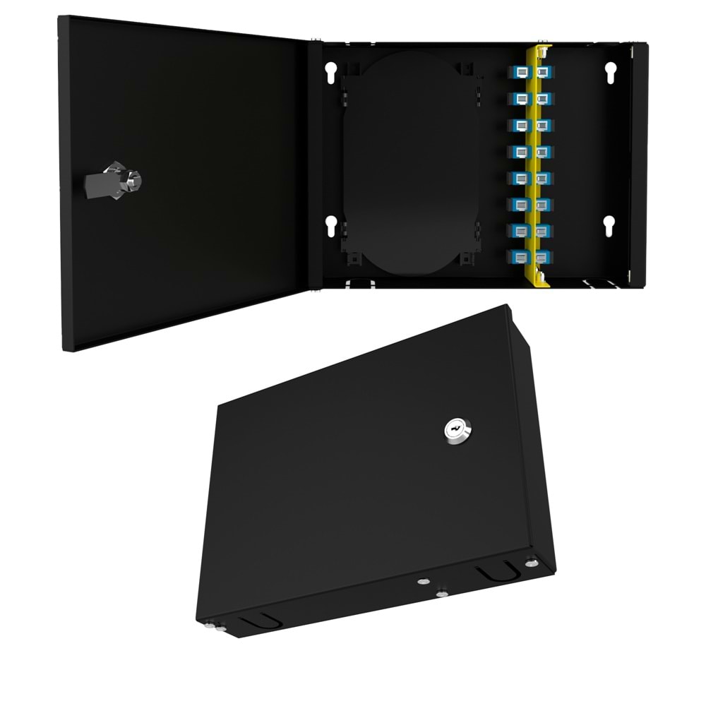 AGER AG-PB08PSCS-F-B1-8 PORT DUVAR TIPI SC SIMPLEX FIBER PATCH BOX F TIP + FİBEROPTİK KASET (RAL 7035 BEYAZ)