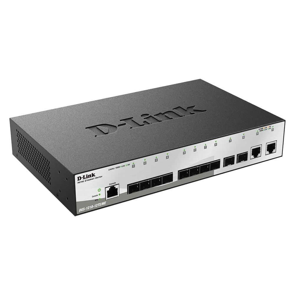 D-LINK DGS-1210-12TS/ME L2 MANAGED SWİTCH WİTH 10 1000BASE-X SFP PORTS AND 2 10/100/1000BASE-T PORTS