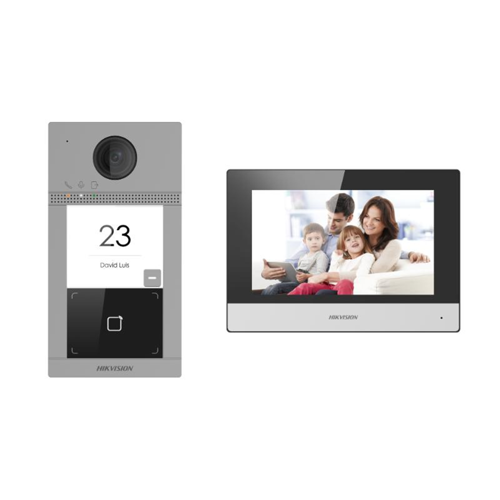 HIKVISION DS-KIS604-S AĞ-TİPİ VDO İNTEKOM SETİ (DS-KV8113-WME1(C) × 1, DS-KH6320-WTE1 × 1, 4-port standard PoE switch × 1, 16 GB TF card × 1)