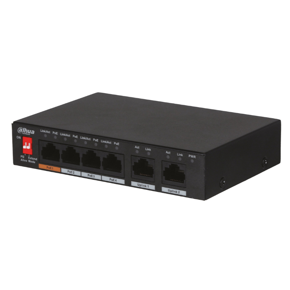 DAHUA PFS3006-4ET-60 4FE POE PORT (60W), 2FE UPLİNK SWİTCH