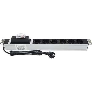 AGER PDU 1U 6LI GRUP PRİZ RACK KABİN TİPİ AA-PRZ01U19-6S-AL-SG-6XDIN49440 SOKETLI SCHUKO GRUP PRIZ 19 INCH 1U ALUMINYUM PROFIL GÖVDELI 1X16A SIGORTA KORUMALI 4000 WATT 250V AC 3X1.5 MM2 1.5M KABLOLU DIN 49441 FIŞLI CE ONAYLI