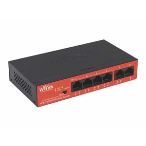 Wİ-TEK WI-PS205H V2 4 Port 10/100M(PoE) + 2 Port 10/100M Uplink 250mt 40W PoE SWICTH