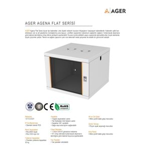 AGER 9U 600X600 DEMONTE AGENA FLAT SERİSİ DUVAR TİPİ KABİNET (ÖN CAM ÇITALI CAM KAPAKC-B1 BEYAZ)
