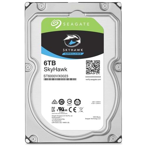 SEAGATE SKYHAWK 6TB 256MB SATA3 180TB/Y RV 7/24 GÜVENLİK HDD