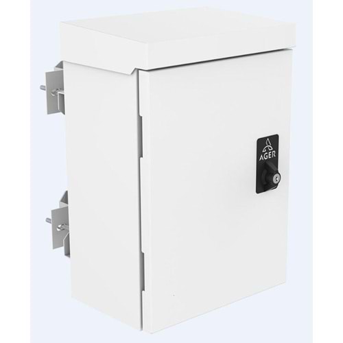 AGER (W:300 H:400 D:200) MM MOBESE+1LI FAN MONTAJINA UYUMLU+ON KAPAK TEK NOKTADAN KELEBEK KILITLI+ALT KISIMDA 2 ADET PG29 RAKOR +ARKA MONTAJ PANELI+150LIK KELEPCE+150LIK OTOMAT RAYI (B2-OUTDOOR 7035)
