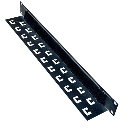 AGER 19 INCH L ŞEKLİNDE FIRÇALI KABLO TAYRAPLAMA DELİKLİ KABLO ORGANİZER (SİYAH 9005)
