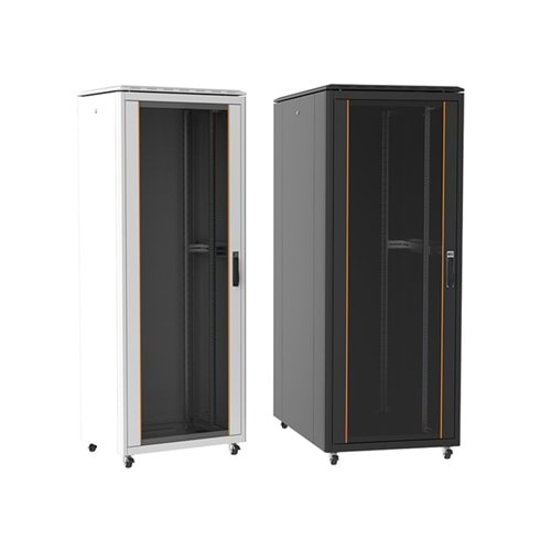 AGER 42U 600X800 AG-VB42U6080S1-BAAA-A-M1-426080 AGER MONTAJLI VEGA SERİSİ DİKİLİ TİP KABİNET(ÖN TEK AÇILIM ÇITALI CAMB-S1 SİYAH)