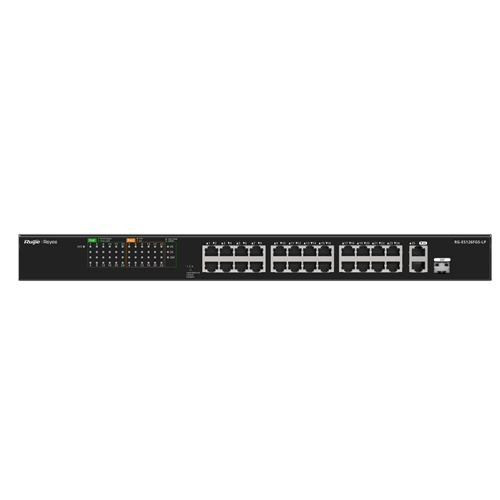 RUIJIE REYEE RG-ES126FGS-LP 26 PORT, 10/100 FAST ETHERNET, 2 GİGABİT UPLİNK, 1 GİGABİT COMBO, 24 PORT POE SWİTCH+(180W)