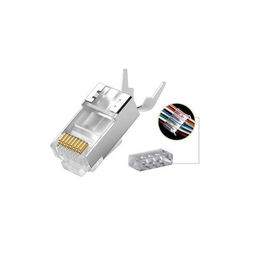 AGER CAT6A FTP CAT7 JACK 50u ALTIN KAPLAMA -100LÜ PAKET KISMEN BAKIR -ACPL6A-34-AGER CAT6A FTP Modular Plug( CAT7 JACK)