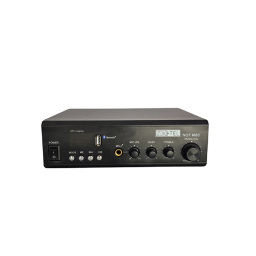 NO-TEL NOT-M80 80W BLUETOOTH ve USB’li KOMPAKT MİKSER AMPLİFİKATÖR (100V Trafolu Sistem)