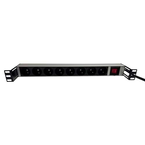 AGER 1U 8Lİ GRUP PRİZ PDU RACK TİPİ AA-PRZ01U19-8S-AL-PW-BL-19INCH ON/OFF TUŞLU