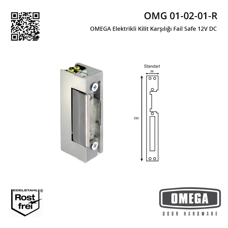 OMEGA ELEKTRİKLİ KİLİT KARŞILIĞI FAİL SAFE 12V DC