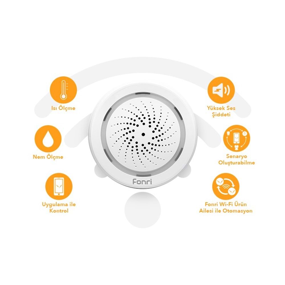 FONRI Wİ-Fİ AKILLI İÇ ORTAM SİREN NAS-AB02W0 ( TEK BAŞINA KULLANILABİLİR)