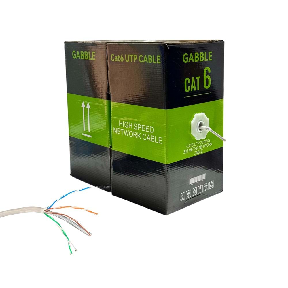 GABBLE CAT6 İÇ ORTAM KABLO 305mt OD 0.50mm GRİ (GAB-CK305)