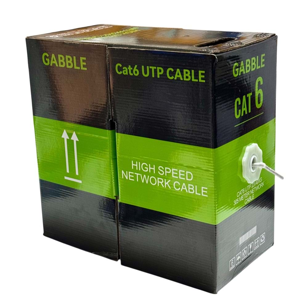 GABBLE CAT6 İÇ ORTAM KABLO 305mt OD 0.50mm GRİ (GAB-CK305)