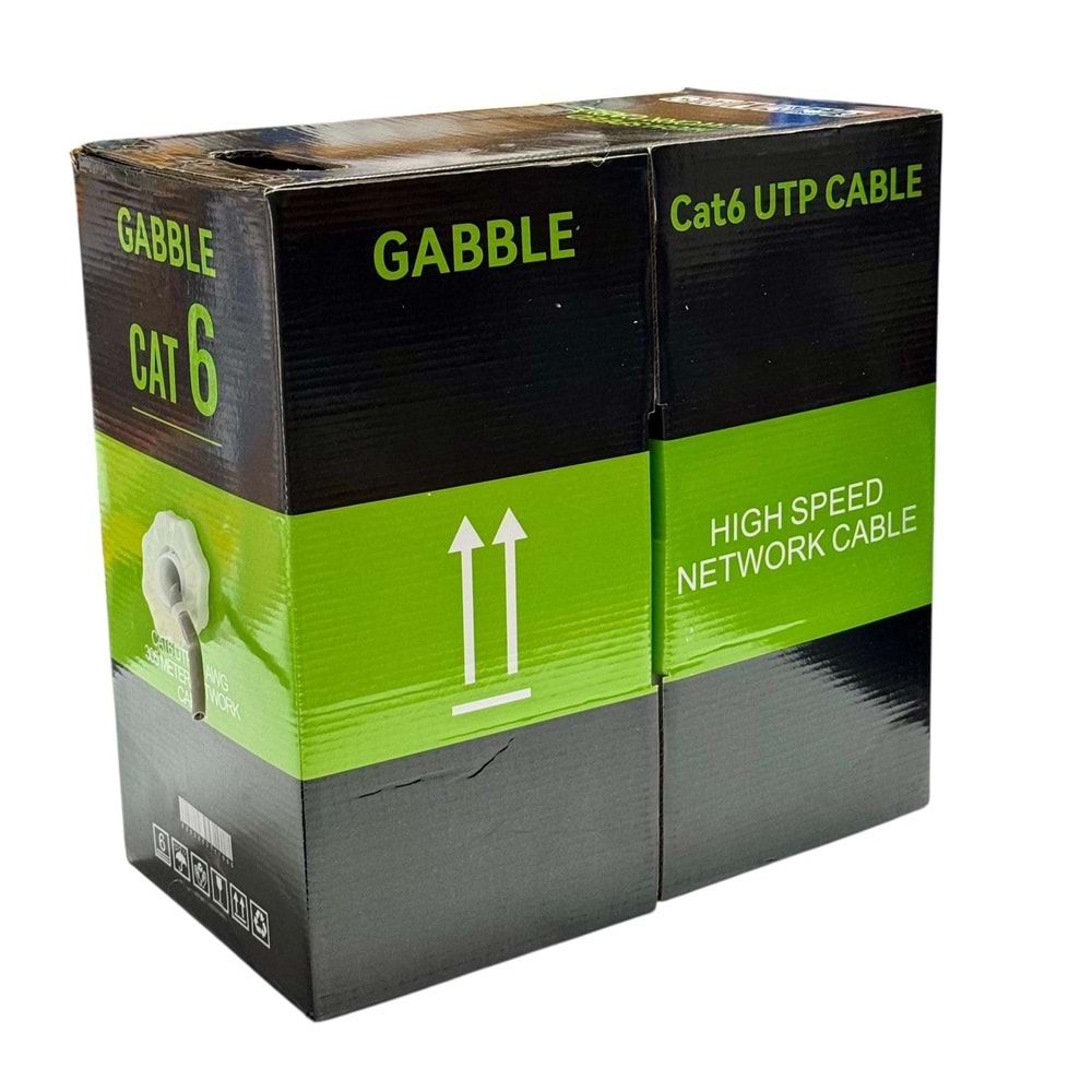 GABBLE CAT6 İÇ ORTAM KABLO 305mt OD 0.50mm GRİ (GAB-CK305)