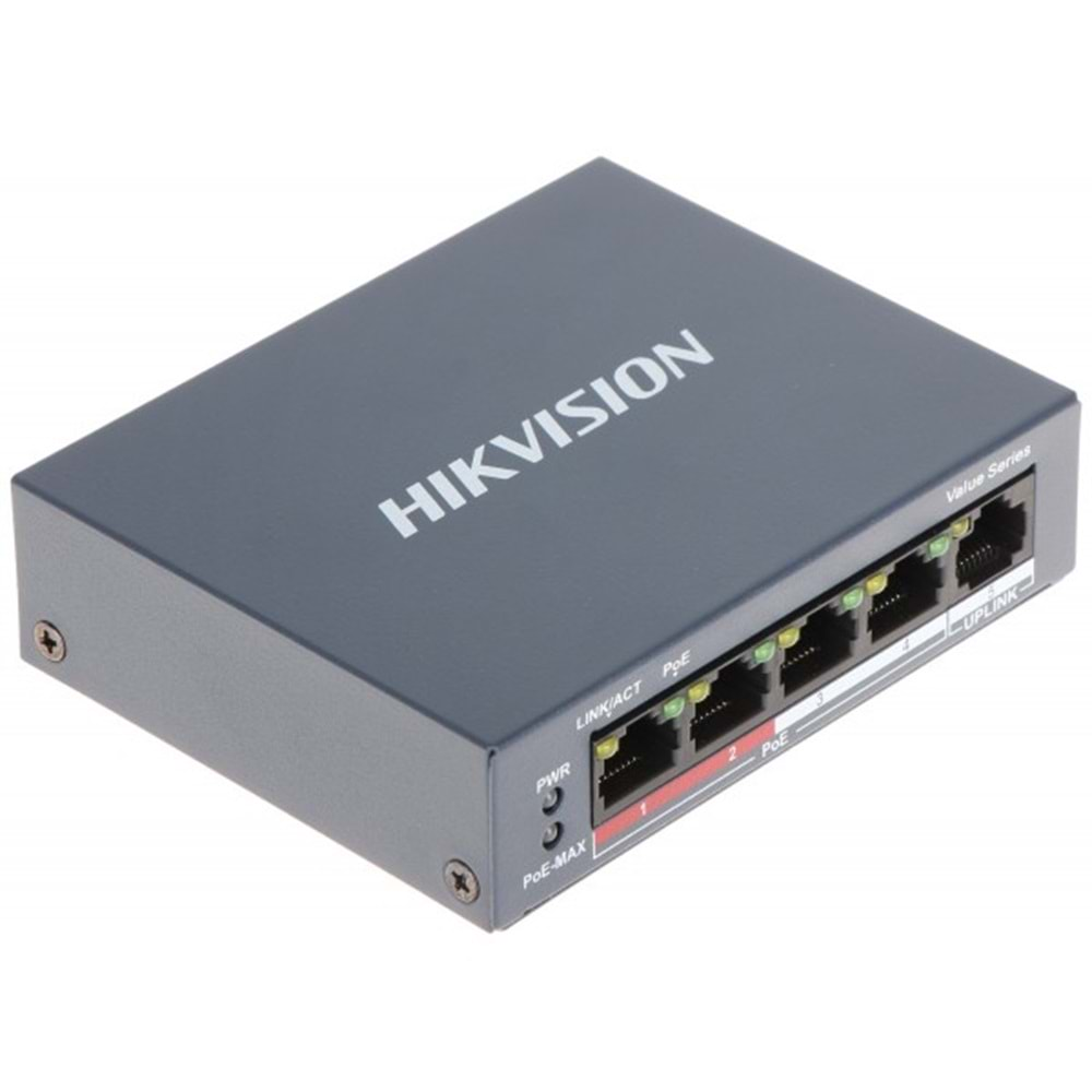 HIKVISION DS-3E0105P-E/M(B) 4 Port 10/100M(PoE)+1 Port 10/100M Uplink 300mt 35W PoE SWITCH