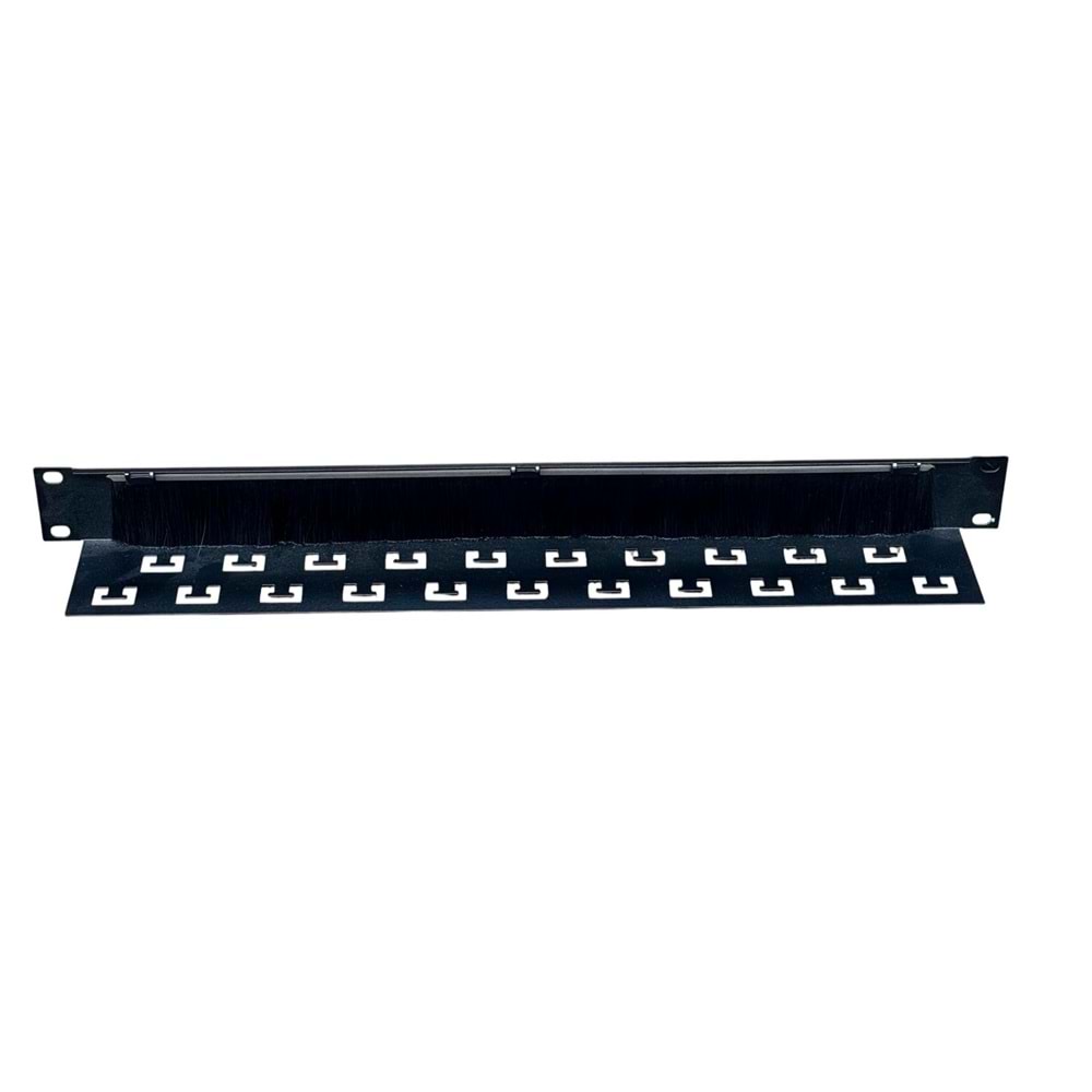 AGER 19 INCH L ŞEKLİNDE FIRÇALI KABLO TAYRAPLAMA DELİKLİ KABLO ORGANİZER (SİYAH 9005)