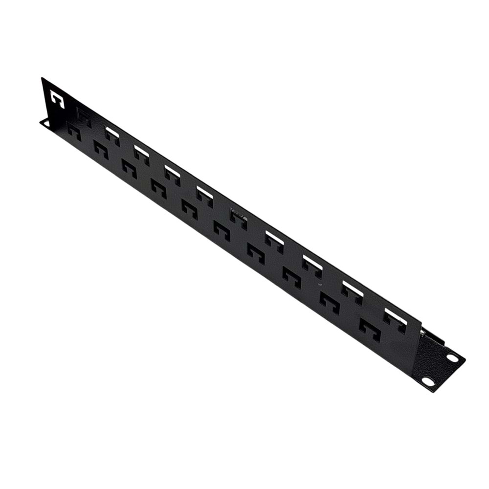 AGER 19 INCH L ŞEKLİNDE FIRÇALI KABLO TAYRAPLAMA DELİKLİ KABLO ORGANİZER (SİYAH 9005)