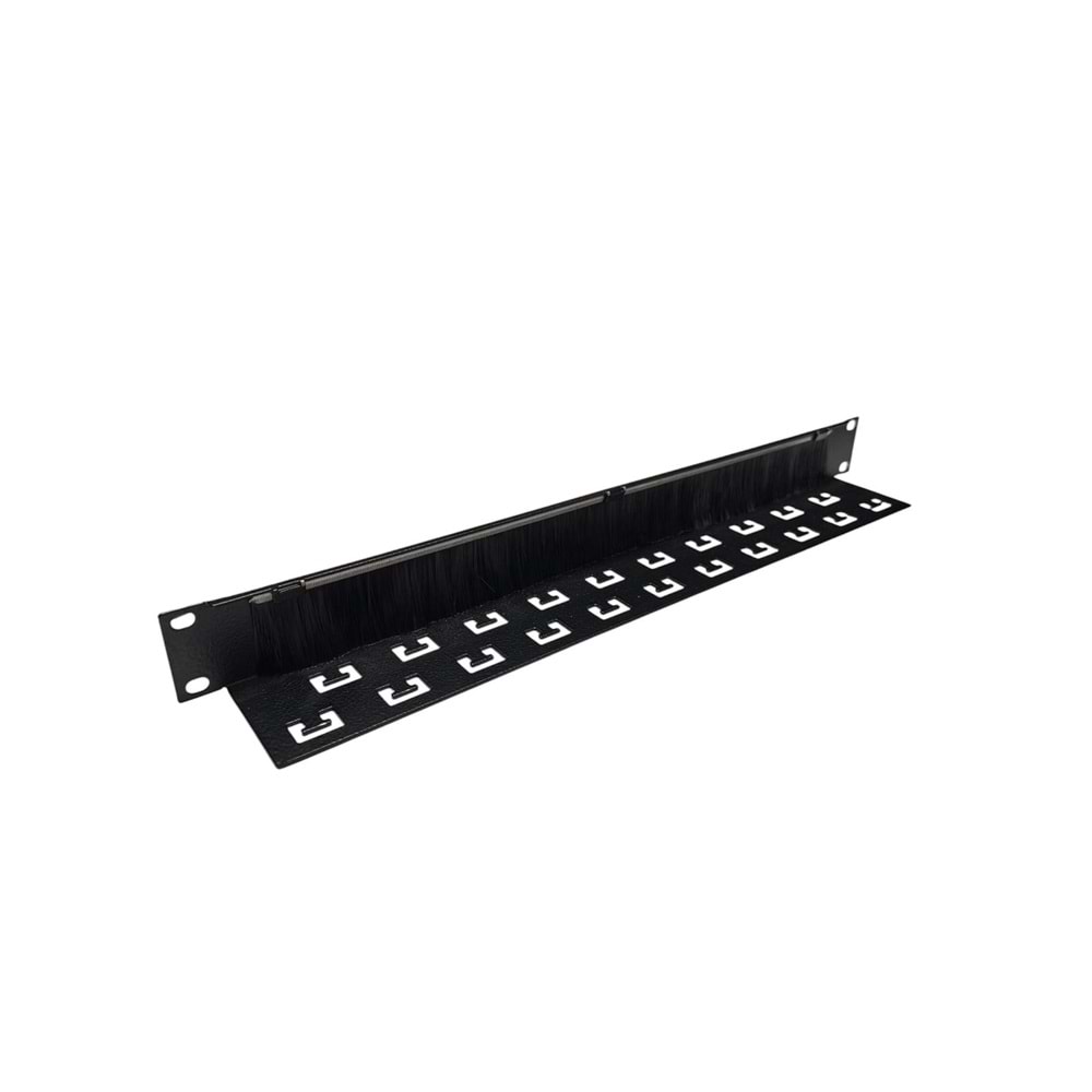 AGER 19 INCH L ŞEKLİNDE FIRÇALI KABLO TAYRAPLAMA DELİKLİ KABLO ORGANİZER (SİYAH 9005)