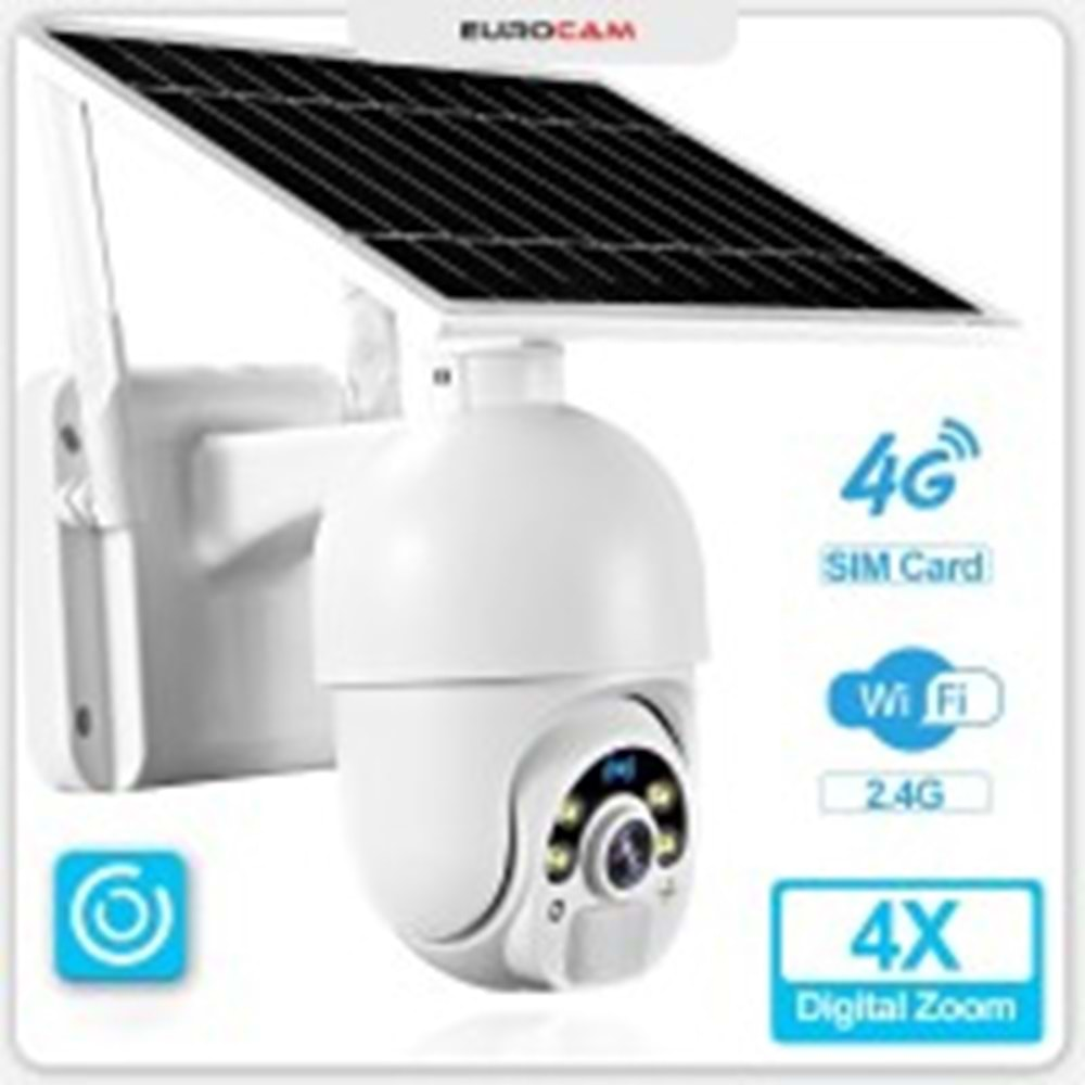 EUROCAM EC-SP-IP-SL-6308 2MP FULL COLOR 30mt Wi-Fi+4G SOLAR KAMERA