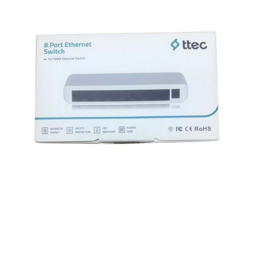 TTEC 08100SW 8 PORTLU, 10/100 FAST ETHERNET,PLASTİK KASA (TSS)