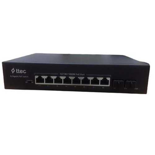 TTEC 10120PG 8 PORTLU, 10/100 FAST ETHERNET,2 GİGABİT UPLİNK, 8 Port PoE+ (120W) (TSS)