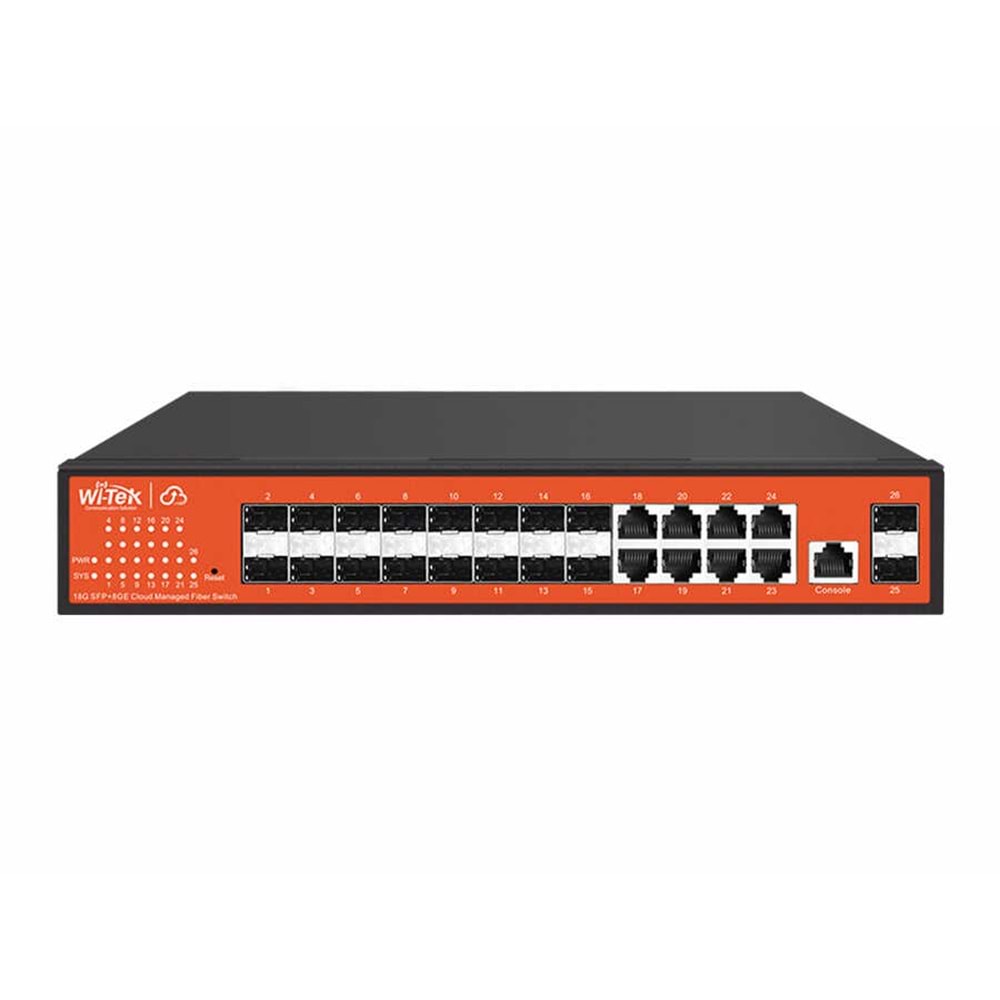 Wİ-TEK WI-CGS5026 18SFP+8GE 802.3af/at CLOUD L2 MANAGED FİBER AGGREGATİON SWİTCH