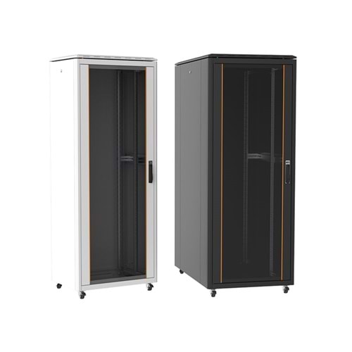 AGER 42U 600X800 AG-VB42U6080S1-BAAA-A-M1-426080 AGER MONTAJLI VEGA SERİSİ DİKİLİ TİP KABİNET(ÖN TEK AÇILIM ÇITALI CAMB-S1 SİYAH)