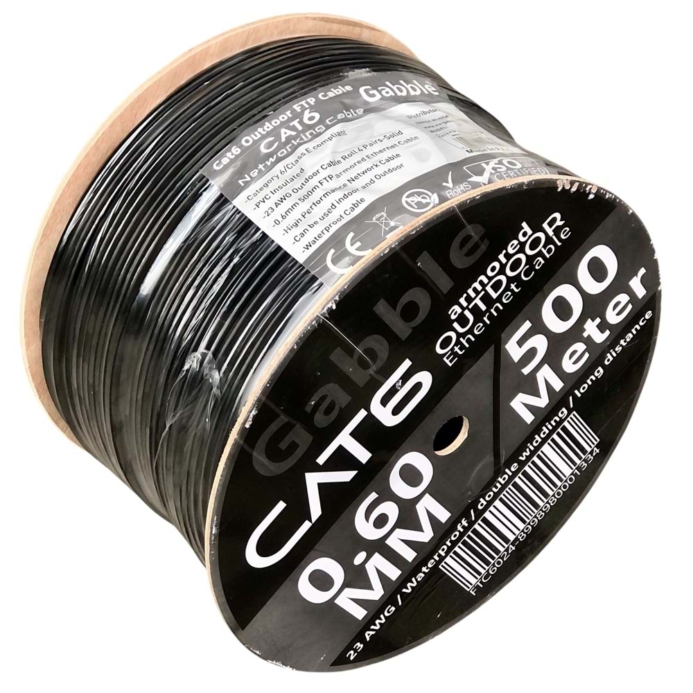 GABBLE FTP 23AWG 500M DIŞ ORTAM CAT6 SİYAH - 0.60mm