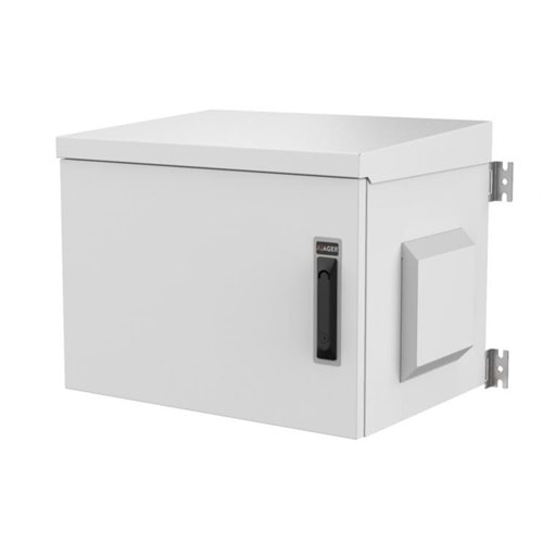 AGER 9U 600X450 OUTDOOR MONTAJLI BASIC DUVAR TIPI KABINET (ON METAL KAPAK KELEBEK KILITLI /D- B2 7035 DIS ORTAM)