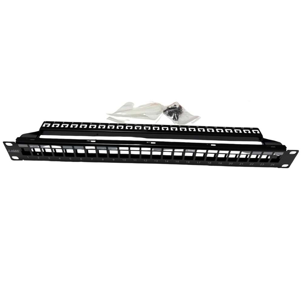 AGER AC-610-24 1U 24 PORT CAT6 PATCH PANEL BLACK