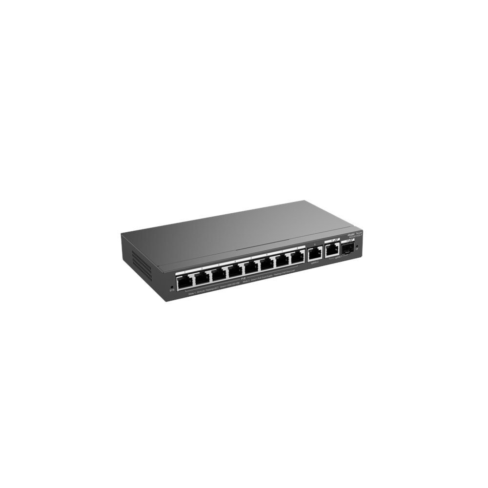 RUIJIE REYEE RG-ES210GS-P 10 PORT, 10/100/1000 GİGABİT YÖNETİLEB0İLİR SWİTCH, 1 GİGABİT UPLİNK, 1 GİGABİT COMBO, 8 PORT POE+ (120W)