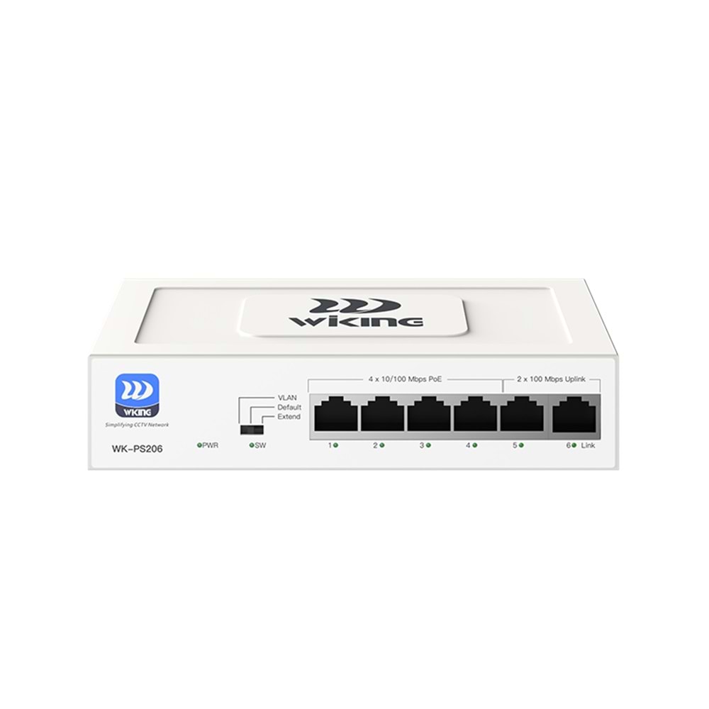 Wİ-TEK WIKING WK-PS206 4 PORT MEGABİT+ 2 PORT MEGABİT UPLİNK POE SWİTCH 4P2U