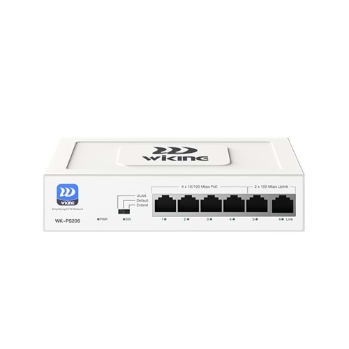 Wİ-TEK WIKING WK-PS206 4 PORT MEGABİT+ 2 PORT MEGABİT UPLİNK POE SWİTCH 4P2U