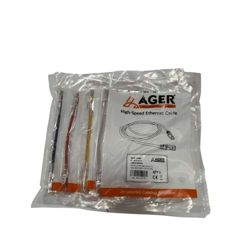 AGER AC-602-0015/Y CAT6 U-UTP SLİM PATCH CORD YELLOW (15CM)