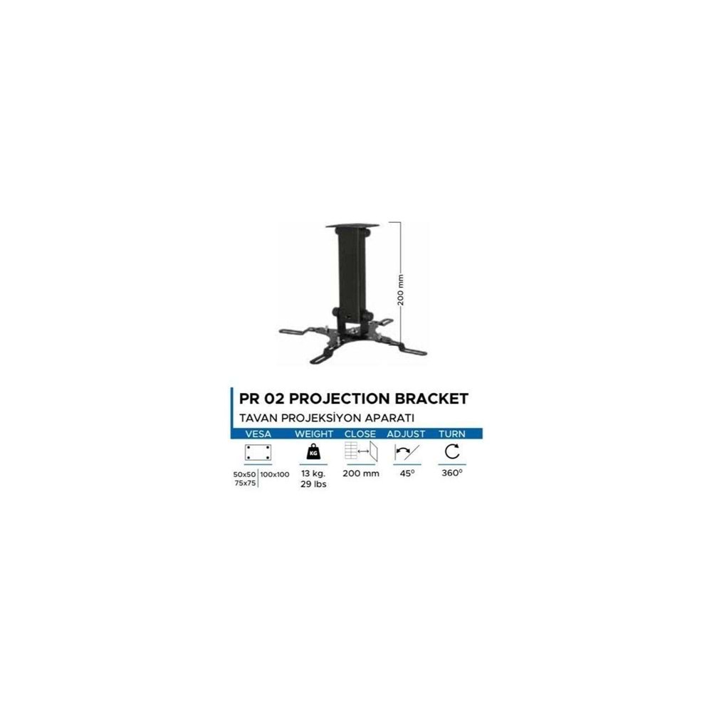 VONTECH PR-02 20cm PROJEKSİYON TAVAN ASKI APARATI