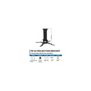 VONTECH PR-02 20cm PROJEKSİYON TAVAN ASKI APARATI