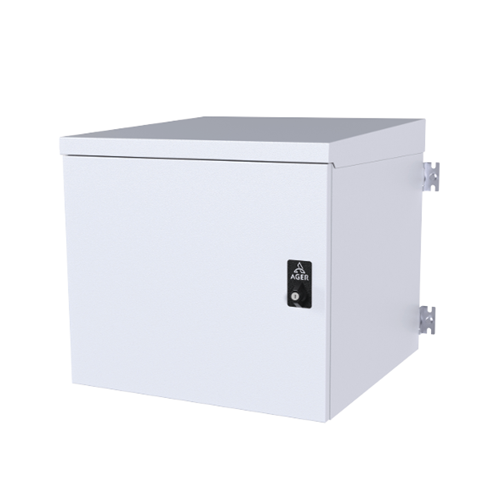 AGER 12U 600X600 AG-OB12U6060B2-D-A-M1-12U6060 MONTAJLI BASIC OUTDOOR DUVAR TIPI KABINET (ON METAL KAPAK IKI ADET KELEBEK KILITLI D-B2 7035 DIS ORTAM)