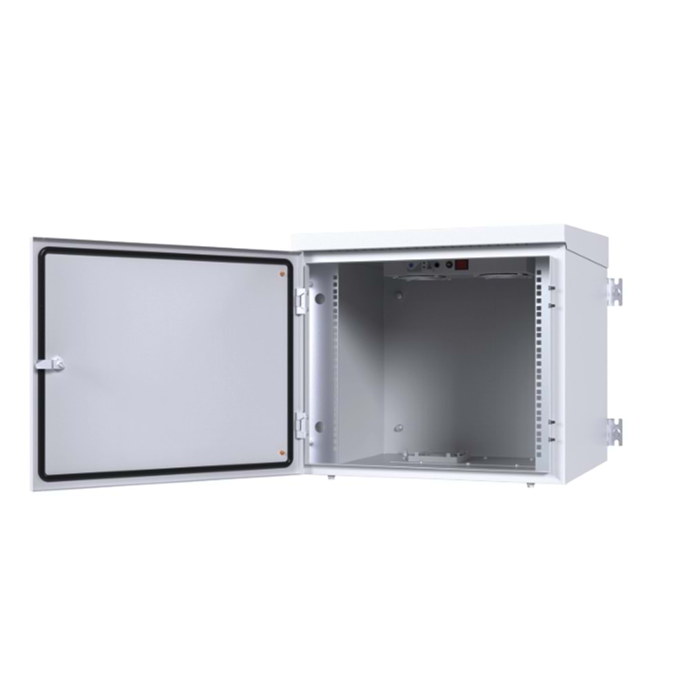 AGER 12U 600X600 AG-OB12U6060B2-D-A-M1-12U6060 MONTAJLI BASIC OUTDOOR DUVAR TIPI KABINET (ON METAL KAPAK IKI ADET KELEBEK KILITLI D-B2 7035 DIS ORTAM)