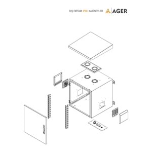 AGER 12U 600X600 AG-OT12U6060B2-D-A-M1-12U6060 MONTAJLI OUTDOOR DUVAR TİPİ TEK CİDARLI KABİNET (ON METAL KAPAKD-B2 7035 DIS ORTAM)