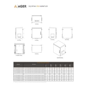 AGER 12U 600X600 AG-OT12U6060B2-D-A-M1-12U6060 MONTAJLI OUTDOOR DUVAR TİPİ TEK CİDARLI KABİNET (ON METAL KAPAKD-B2 7035 DIS ORTAM)
