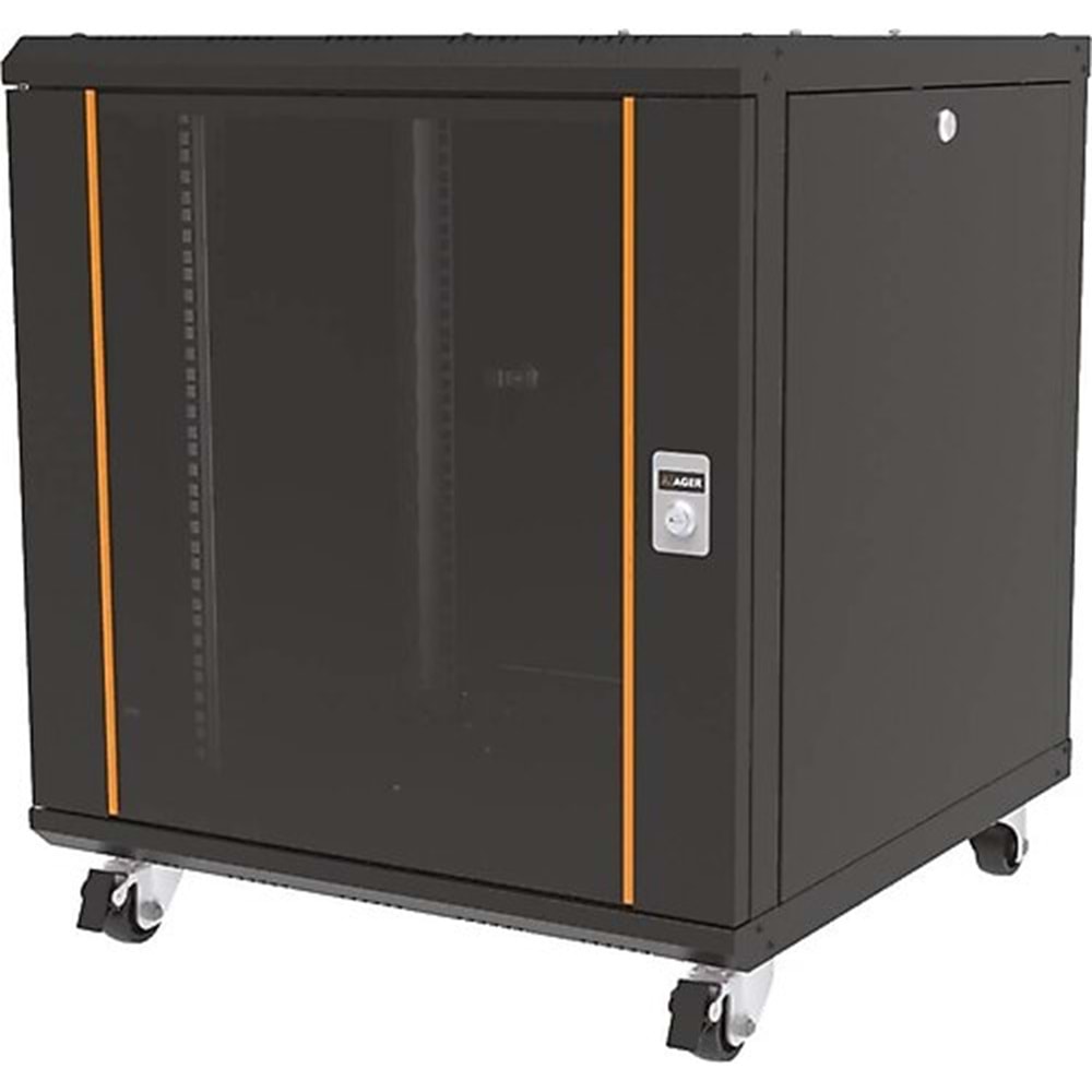 AGER 12U 600X600 AG-AN126060S1-CFAA-A-D1-12U6060 DEMONTE AGENA SERİSİ DİKİLİ TİP KABİNET (ON CITALI CAM C-S1 SİYAH)