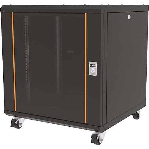 AGER 12U 600X600 DEMONTE AGENA SERİSİ DİKİLİ TİP KABİNET (ON CITALI CAM C-S1 SİYAH)