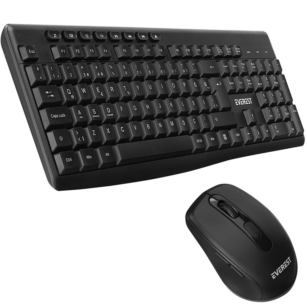 EVEREST KM-719 SİYAH 2 İN 1 KABLOSUZ Q MULTİMEDİA KLAVYE MOUSE SET