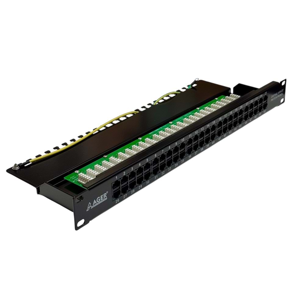 AGER 1U-483x44x164mm -50-port RJ45-8P4C-Black-LSArack mount-unshielded-ACPP3-350-1B-AGER CAT 3ISDN Patch Panel