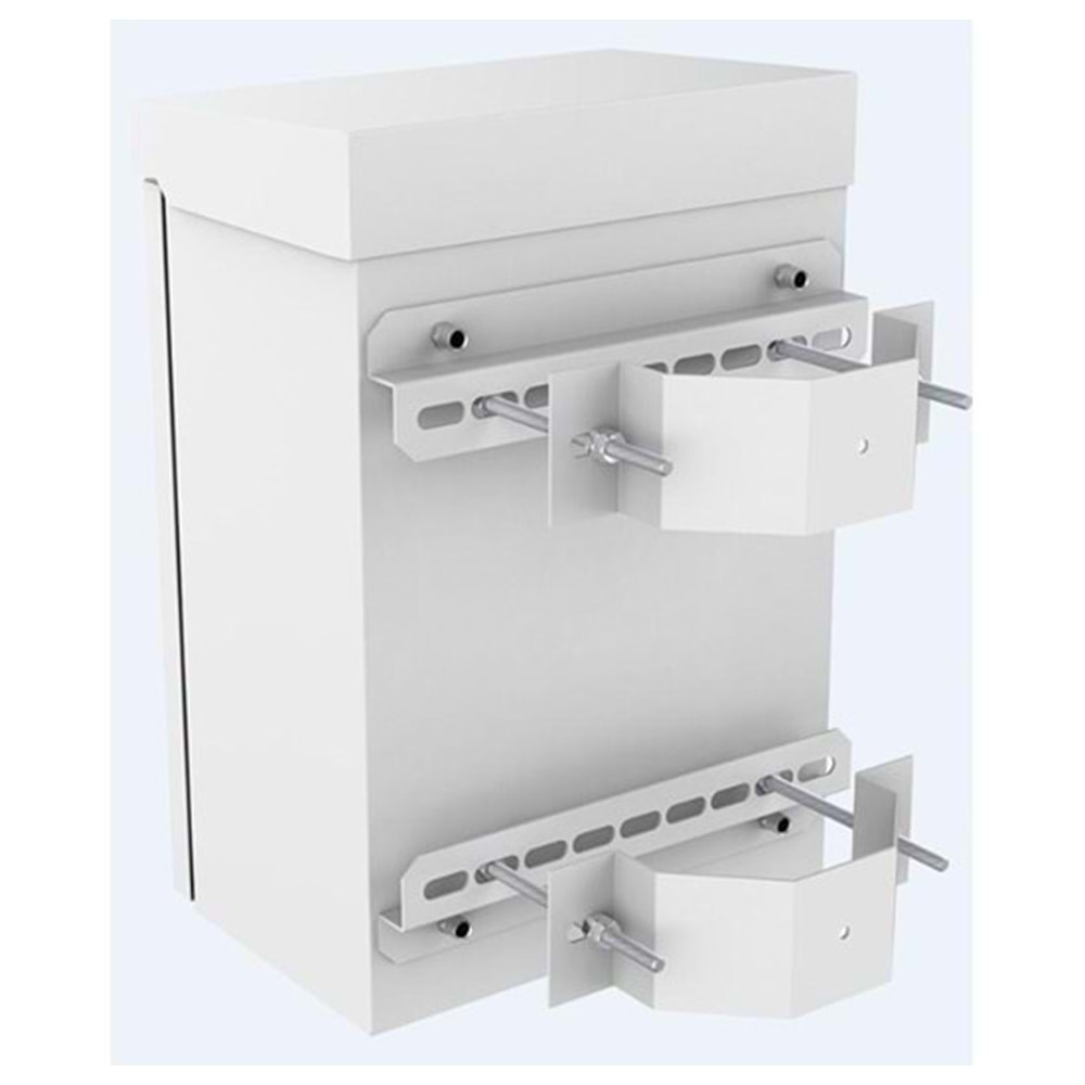 AGER (W:300 H:400 D:250) MM MOBESE+1LI FAN MONTAJINA UYUMLU+ON KAPAK TEK NOKTADAN KELEBEK KILITLI+ALT KISIMDA 2 ADET PG29 RAKOR +ARKA MONTAJ PANELI+150LIK KELEPCE+150LIK OTOMAT RAYI + DUVAR ASKI APARATI (B2-OUTDOOR 7035)