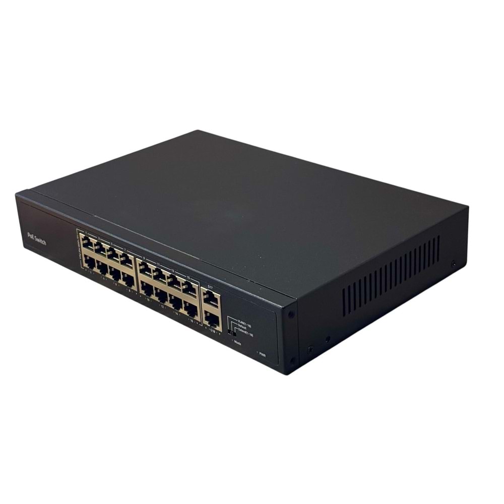 S-GUARD 16P2U-200 SWITCH 16 PORT 10/100MB 2 UPLİNK 10/100/1000MB POE SWITCH